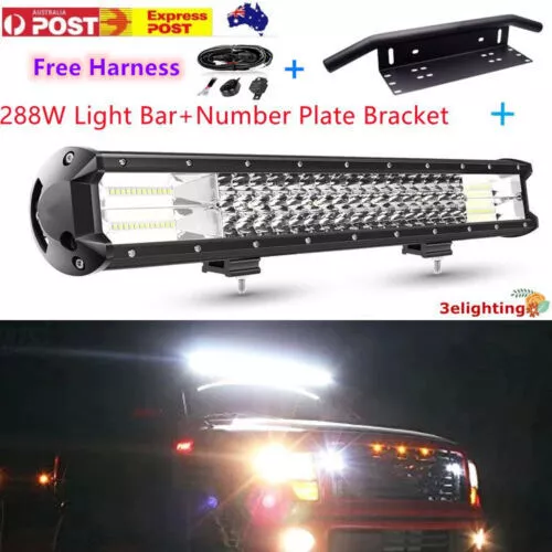 20inch Triple Row LED Light Bar Combo Beam + 23'' Number Plate Frame + Wiring