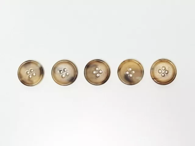 5 X 20mm GENUINE HORN BUTTONS (Beige) For Tailor Suits Jackets Trousers