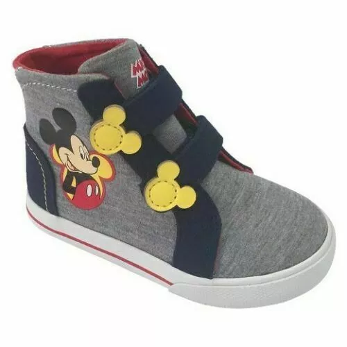 new DISNEY MICKEY MOUSE SHOES /GRAY  HIGH TOP CANVAS SNEAKERS /TODDLER size  12