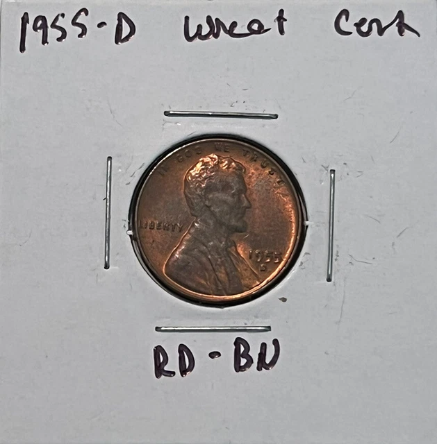 1955 D Lincoln Wheat Penny BU Mint Luster - Uncirculated Red-Brown