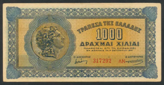 Griechenland / Greece P.117b 1000 Drachmen 1941 Alexander der Große (3)