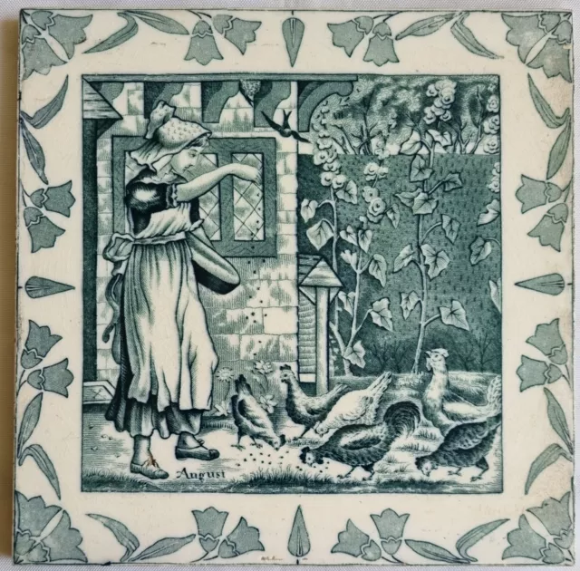 Antique Josiah Wedgwood 8 " Tile. Old English. August. C1885.