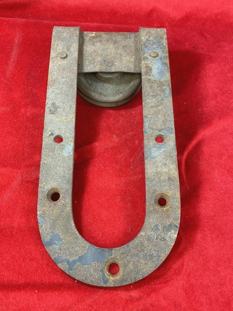 Antique C.1900 Horseshoe Barn Door Roller, Wheel Turns Easily, No Chips/Cracks