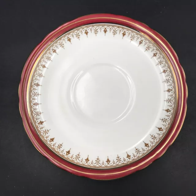 Aynsley Durham Maroon Bone China Saucer for Cup 5.5" Diameter -- Scalloped