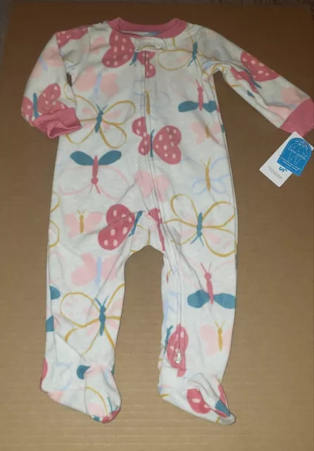 Carters Baby Girl Butterfly Fleece Sleeper - Infant Size 9 Months - New