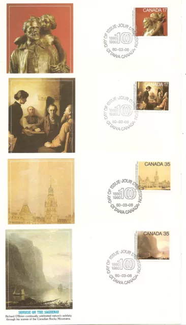 Canada Sc # 849-852 Royal Canadian Academy Of Arts FDC.4 Covers ,By Fleetwood