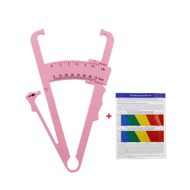 BODY FAT CALIPER w/Chart Body Mass Measuring Skinfold Tester Fitness