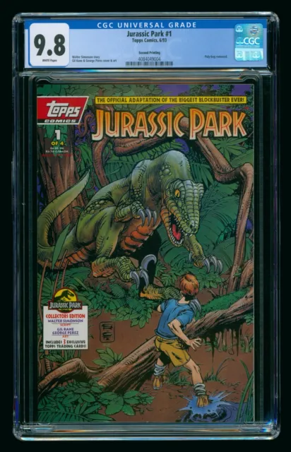 JURASSIC PARK #1 (1993) CGC 9.8 TOPPS COMICS 2nd PRINT WHITE PAGES