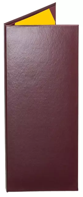 MENU COVERS BURGUNDY CASEBOUND DOUBLE PANEL - 2-VIEW - 4.25" x 14"