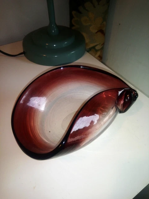 Jolie Vintage Coupe, Vide Poche Cendrier En Verre Soufflé Effet Violet murano