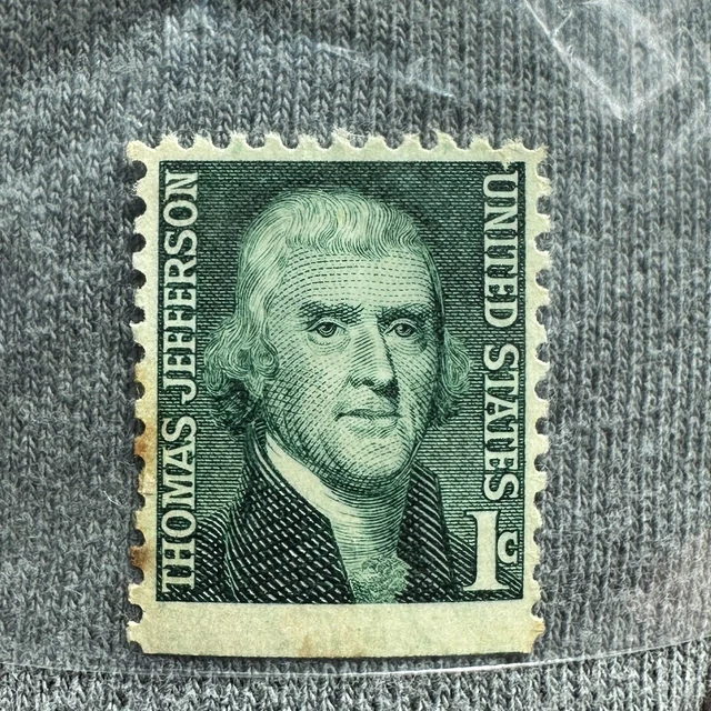 THOMAS JEFFERSON 1 cent Antique Postage Stamp Green Rare Vintage. 75.00 PicClick