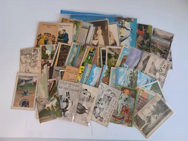 Mixed Lot of 100+ Vintage Postcards / Posted & Unposted / Linen, RPPC, Humor