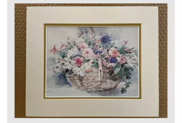 Dawna Barton vintage pink floral OR floral basket print matted 3