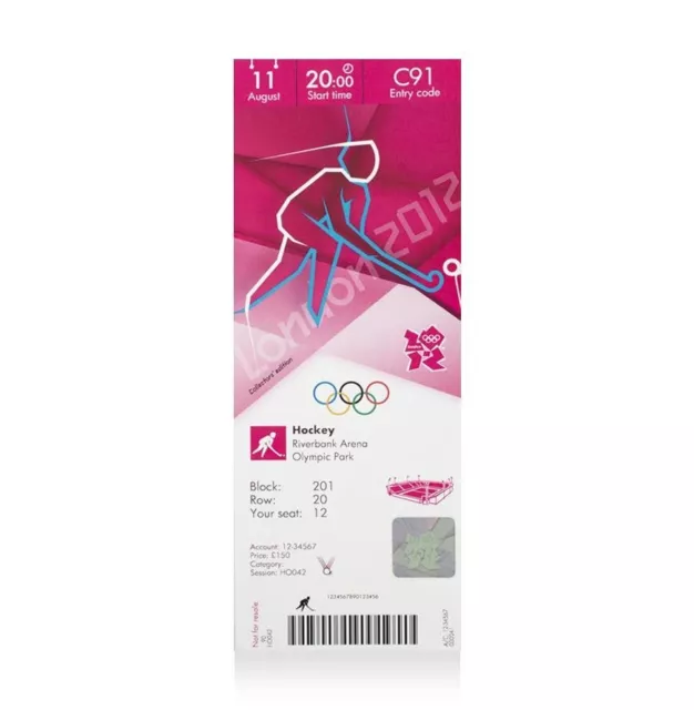 UNSIGNED London 2012 Olympics Ticket: Hockey, August 11th Autograph