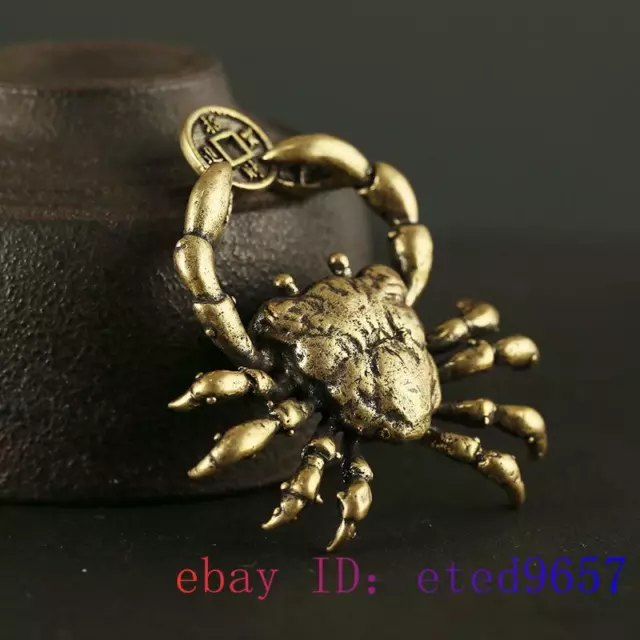 Brass Crab Figurines Jewelry Sculptures Carved Gifts Small Ornaments Pendant