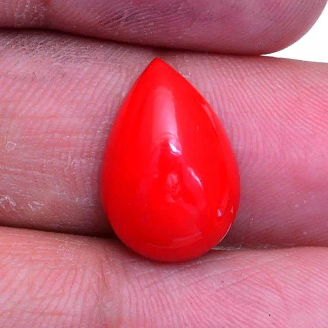 6.70 Cts Natural Ethiopian Orange Fire Opal 17 12mm Pear Cabochon Loose Gemstone