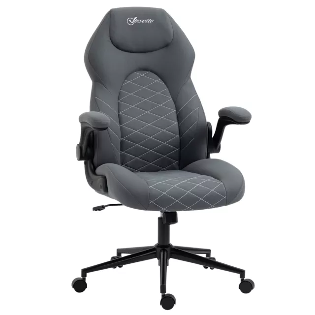 Vinsetto High-Back Home Office Chair w/ Flip Up Armrests Swivel Seat Dark Grey