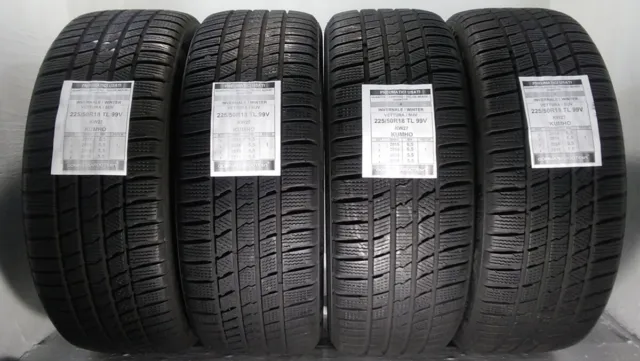 4 Pneumatici Usati 225/50R18 99V Kw27 Kumho Gomme Invernali 80% 2016