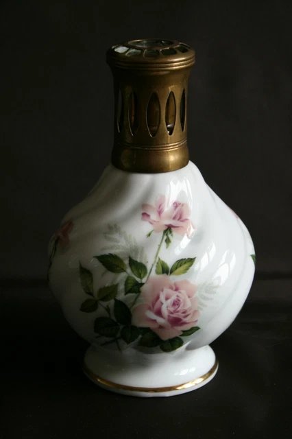 Lampe Berger Porcelaine – Motif Fleurs Dorées – Pillivuyt France (Bon état)