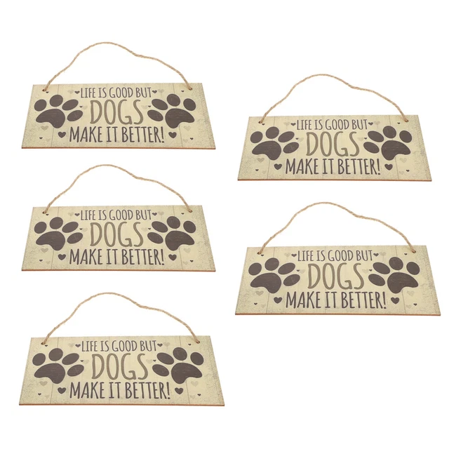 5 PIEZAS Señales de atención para perros Colgar Madera Perro Señales