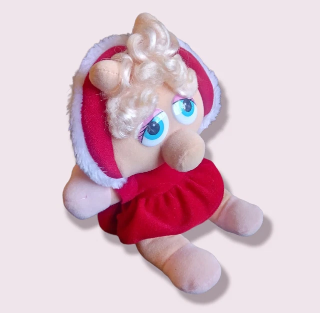 Vtg 1987 Muppets Christmas Miss Piggy Baby Red Dress Plush Jim Henson 11.5”