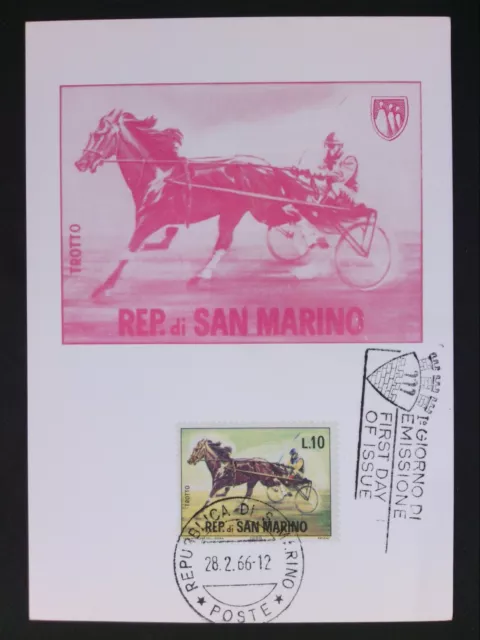 SAN MARINO MK 1966 REITSPORT TRABRENNEN PFERD HORSE MAXIMUMKARTE MC CM d1278