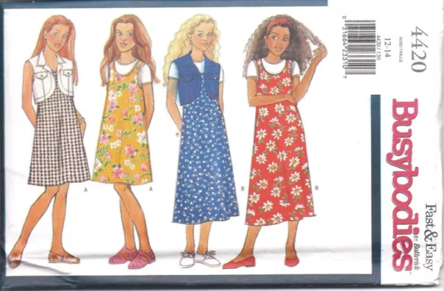 UNCUT Vintage Butterick SEWING Pattern Girls Vest Top Dress OOP 4420 NEW SEW FF