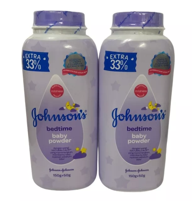 2 New Johnson's Bedtime Baby Powder WITH TALC TALCUM TALCO 200g each