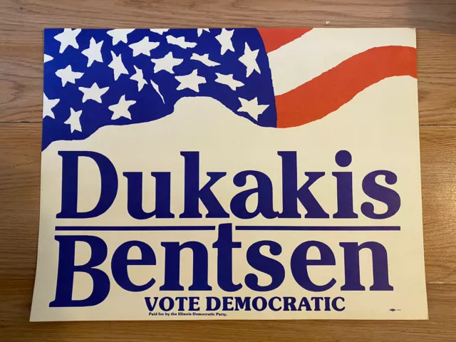 1988 Michael Dukakis Lloyd Bentsen Campaign Poster