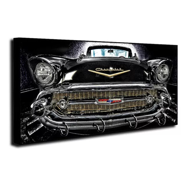 Bel Air 1957 negro clásico para llaves de coche/colgador de correa para mascotas