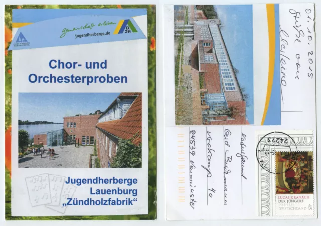 61357 - Lauenburg - youth hostel ignition wood factory - homemade postcard, run