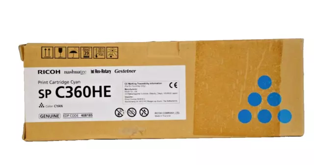 Original Ricoh Toner SP C360HE 408185 Cyan für SP C360, SP C361 Neu & OVP