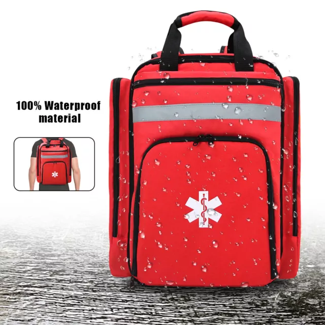 First Aid Bag Empty Red Emergency Medical Backpack First Responder Trauma Bag