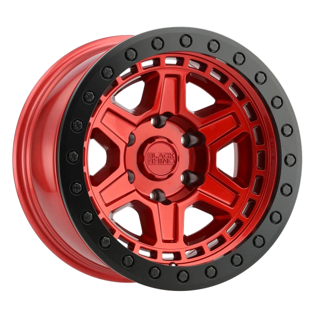 17x9 Black Rhino Reno Candy Red W/ Black Lip Wheel 5x4.5 (-18mm) Set of 4