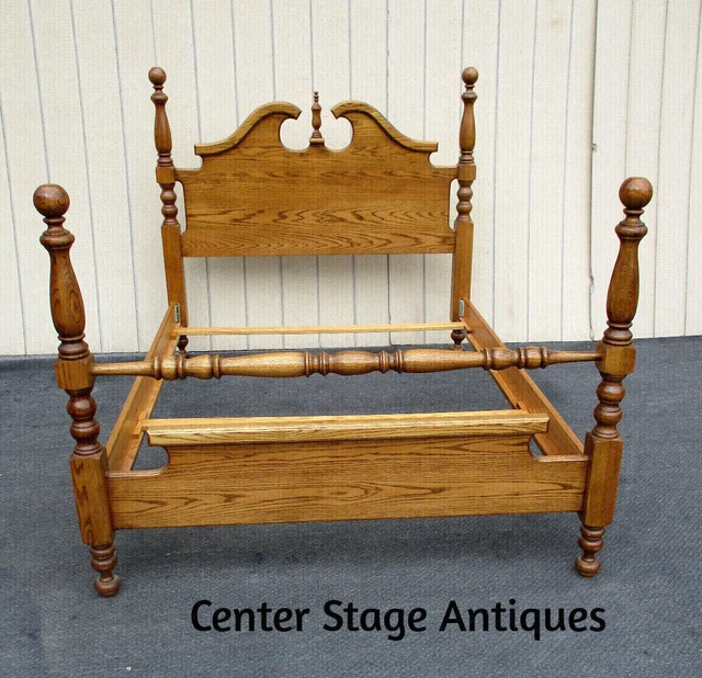 63731 Solid Oak Queen Size  Bed with orignal side rails