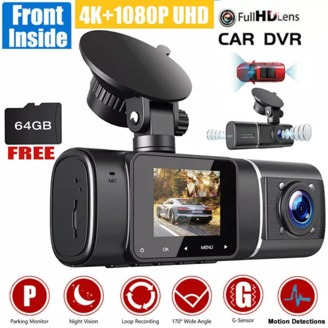 TOGUARD Dual Lens Dash Cam IR Night Vision FHD 4K Car Driving Recorder Camera