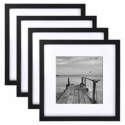 FRAMICS 4 Pack 12x12 Picture Frames Display 8x8 Photo with Picture Mat Black ...