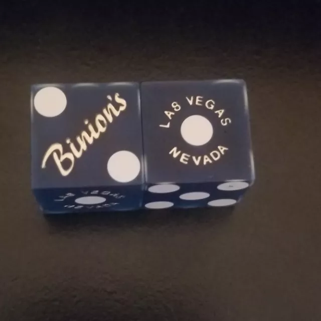 Binions (Blue Matte) Las Vegas Casino Dice Matching Numbers