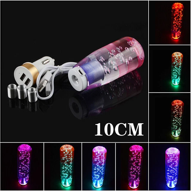 100mm Multi-Color LED Change Crystal Bubble Manual Gear Shift Knob Shifter