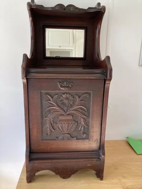 Antique Victorian Mahogany Carved Purdonium Coal Bin Late 19th Century