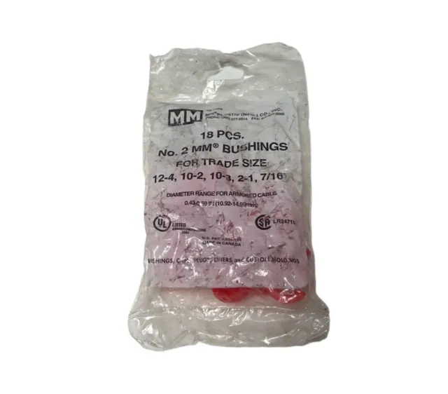 (QTY18) MM Plastic No.2 Red Bushings Trade Size 12-4 10-2  10-3 2-1 7/16 LR24719