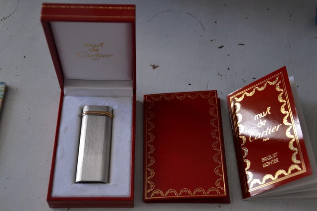 Cartier Accendino Trinity Acier Brossé acciaio e oro Lighter-Briquet France