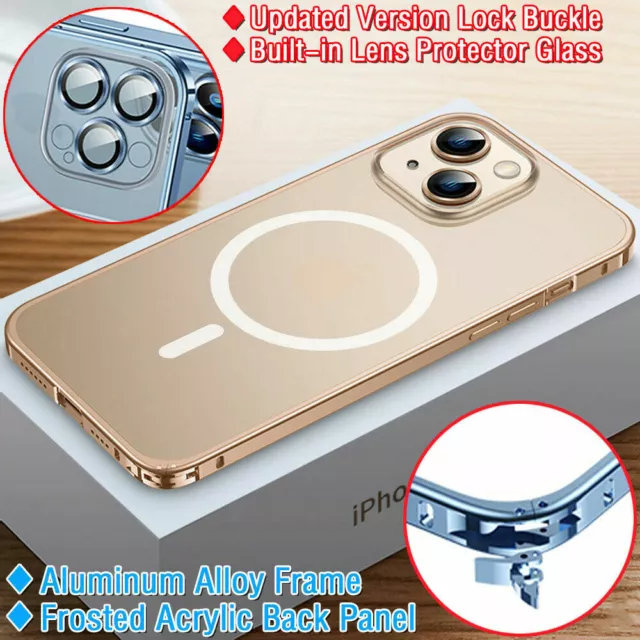 Aluminum Metal Case Cover Lens Protector Magnetic Circle For iPhone 12 13 14