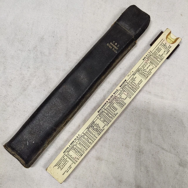 Vintage K&E Keuffel & Esser Beginners Slide Rule Model N4058W With Sheath case