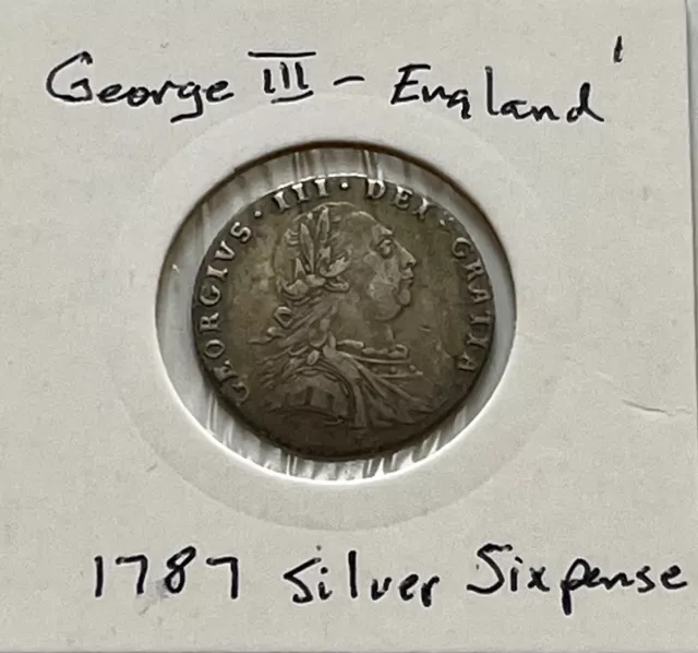 1787 Silver sixpense King George III English coin (e1)