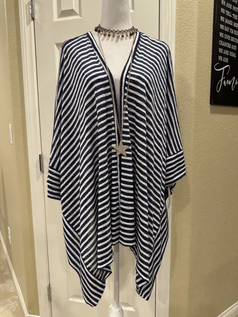 Liz Claiborne Women’s Blue/White Striped Short Sleeve Cover-Up - Sz XL/XXL