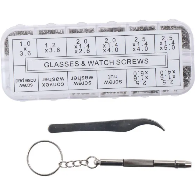 1100Pcs M1/M1.2/M2/M2.5 Eyeglasses Repair Kit Phillips Pan Head Screws  Clocks