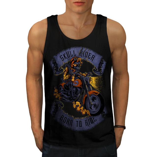 Maglietta sportiva attiva Wellcoda Ride Skull Moto da uomo, moto attiva