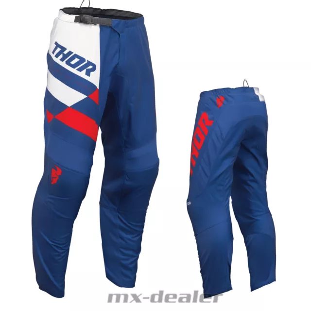 Thor MX Sector Checker Bleu Marine Rouge Pantalons Cross Motocross Enduro Quad