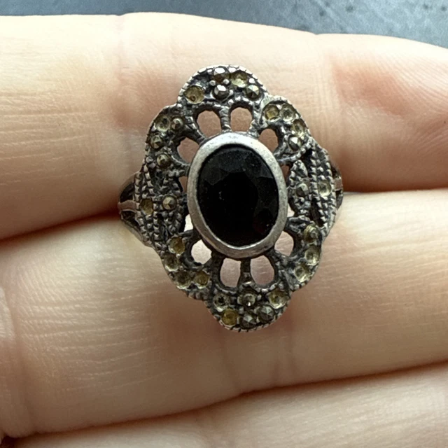 Bague Ancienne Argent Massif 925 – Jonc Alliance – Style Art Nouveau – Taille 50